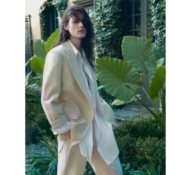 NEW NWT Zara linen blend printed cuff blazer - Size XS - Picture 2 of 11